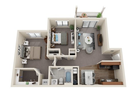 Floor plan for 2 beds, 1 bath, 825 sqft